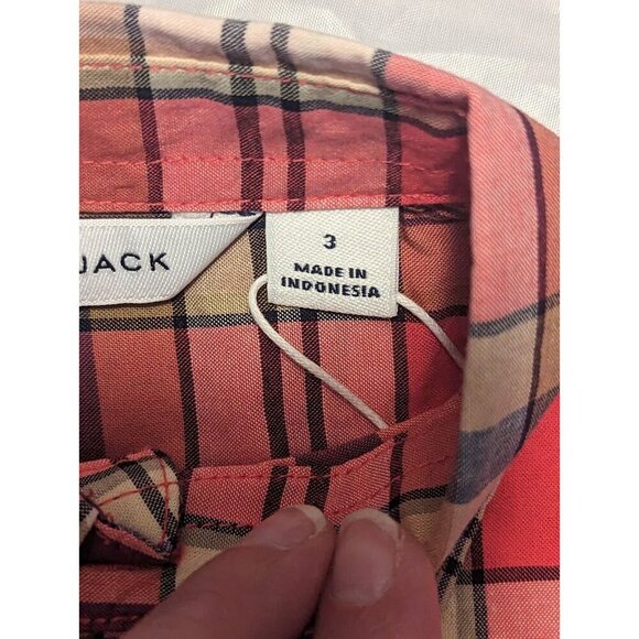 Janie And Jack Boys Size 3 Red Plaid Long Sleeve Button Up Shirt Roll Sleeve - Picture 8 of 13